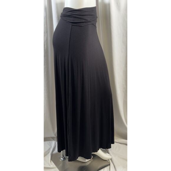 Max Studio Fold Over Waist Maxi Jersey Skirt, Black, Sz: M, 73-20 - Picture 5 of 16